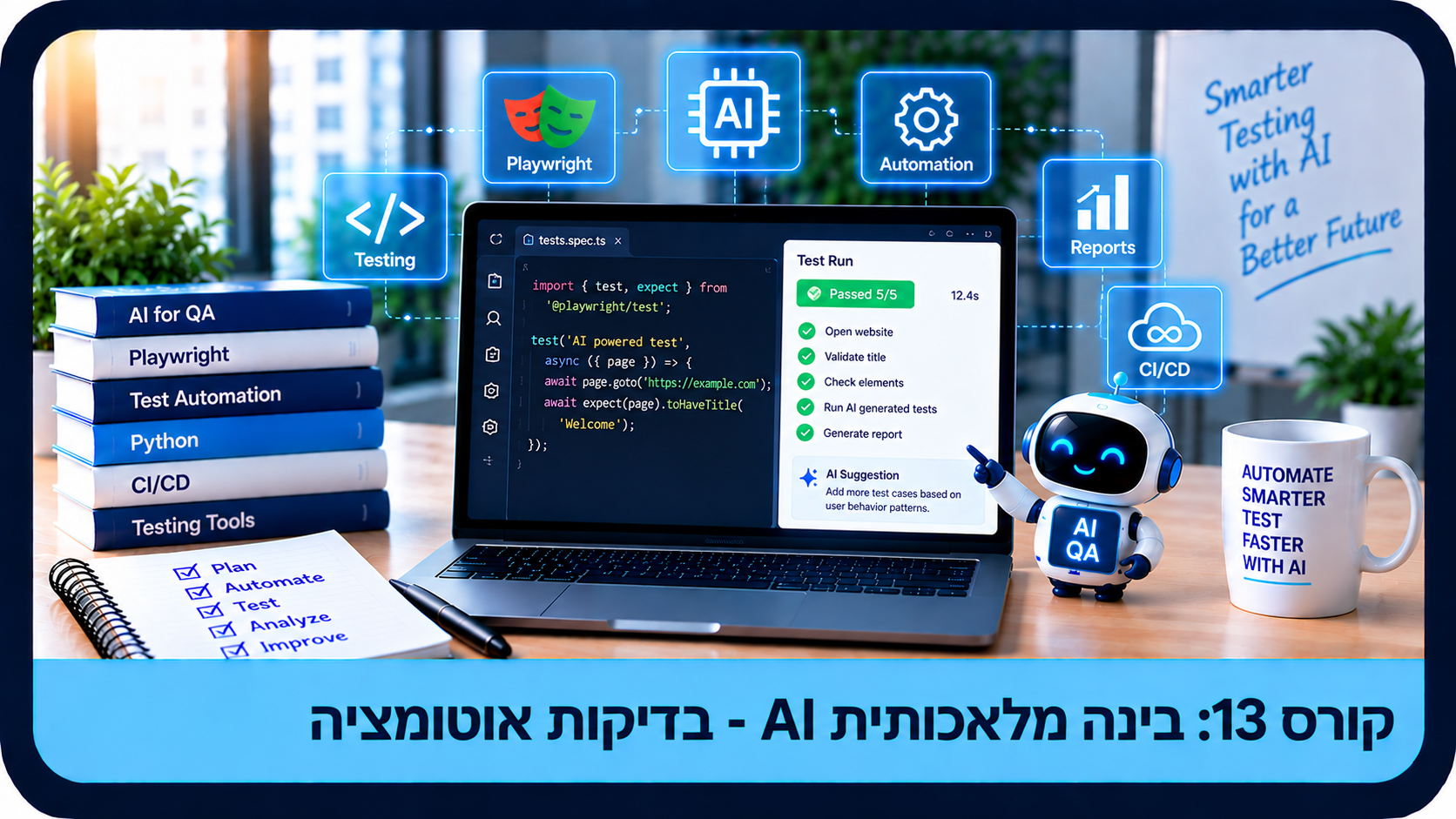 קורס 13 בינה מלאכותית AI - בדיקות אוטומציה